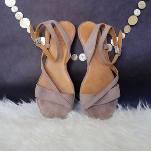 Coclico Tan Suede Ankle Strap Sandals